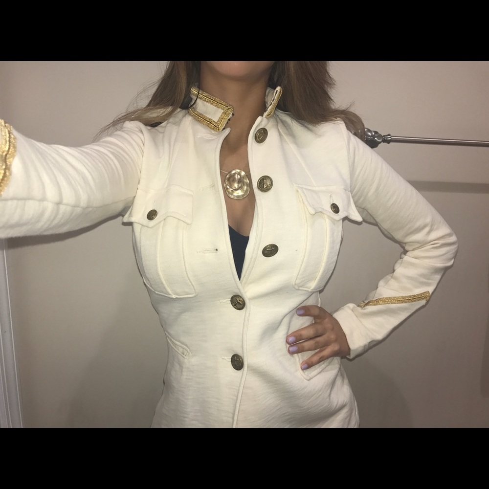 Cream/gold Ralph Lauren military sweater jacket😍